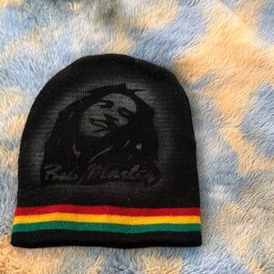 Black Beanie with Rasta Stripes Bob Marley